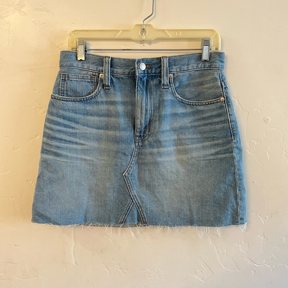 Madewell Light Wash Rigid Denim A Line Skirt Size 27